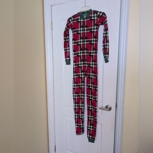 Little Blue House Red Plaid One-Piece Pajamas Size 12